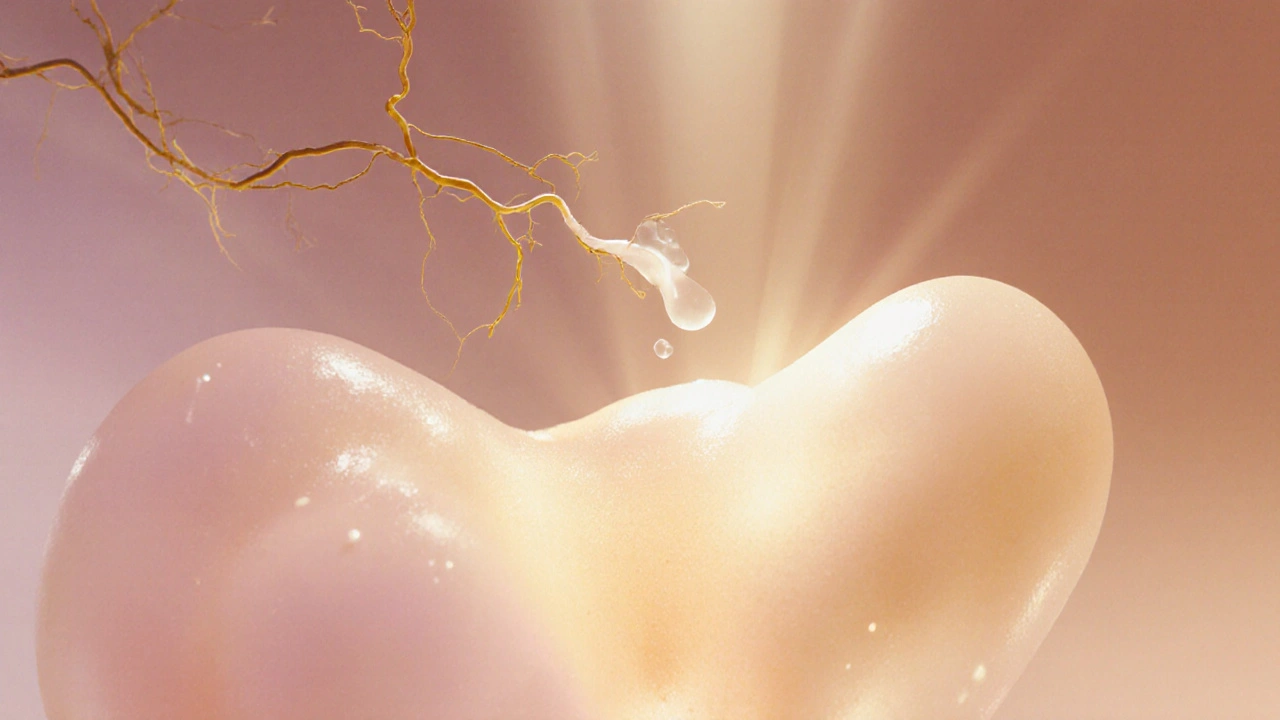 Abstraktní symbolický obraz přípravy těla na porod.