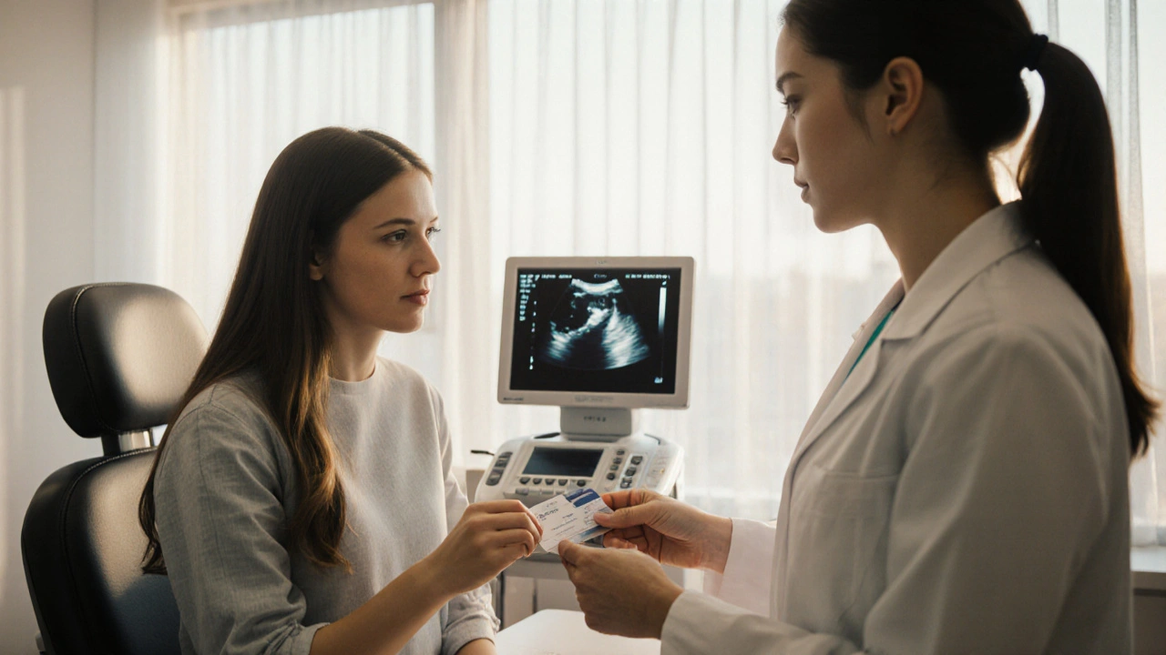 Gynekolog v brněnské ordinaci provádí konzultaci a ultrazvuk pacientky.