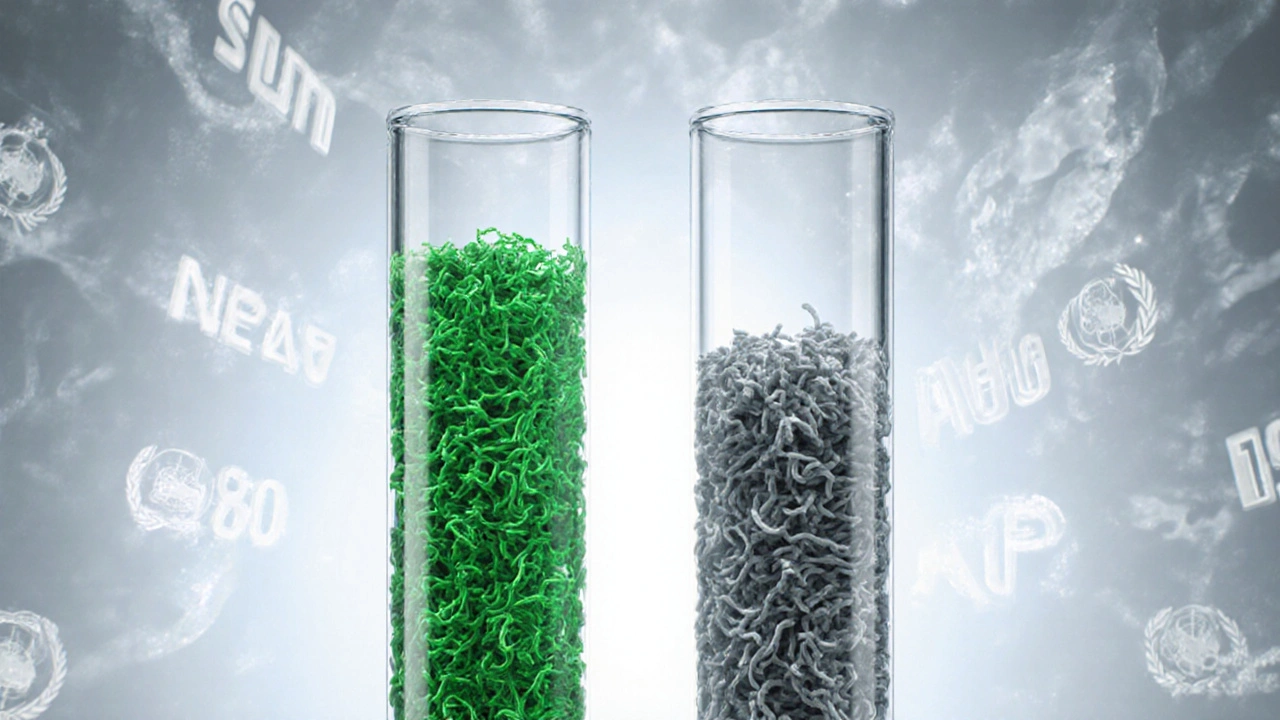 Dva vzorky spermie: jedny pohyblivé a zdravé, druhé pomalé a poškozené.