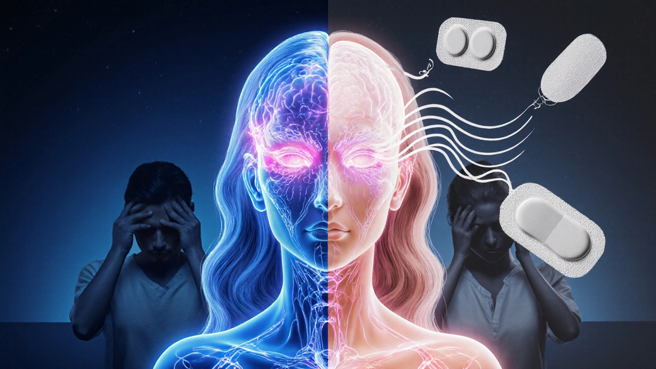 Srovnání přirozeného hormonálního cyklu a syntetické antikoncepce v těle.