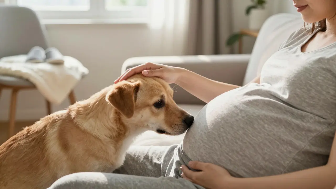 Jak se chová pes, když je žena těhotná? Změny v chování a co s tím dělat