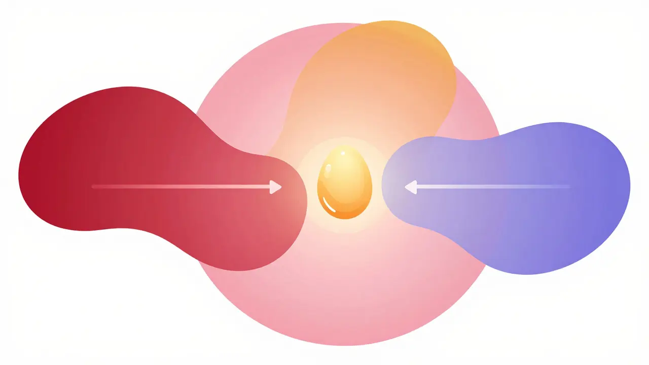 Abstraktní ilustrace fází menstruačního cyklu s ovulací