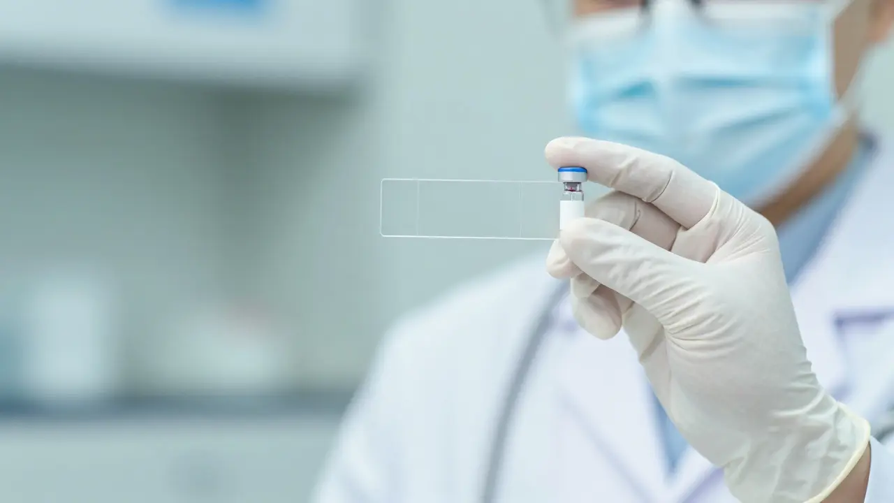 Lékařská ruka s laboratorním vzorkem pro správnou diagnózu zánětu.