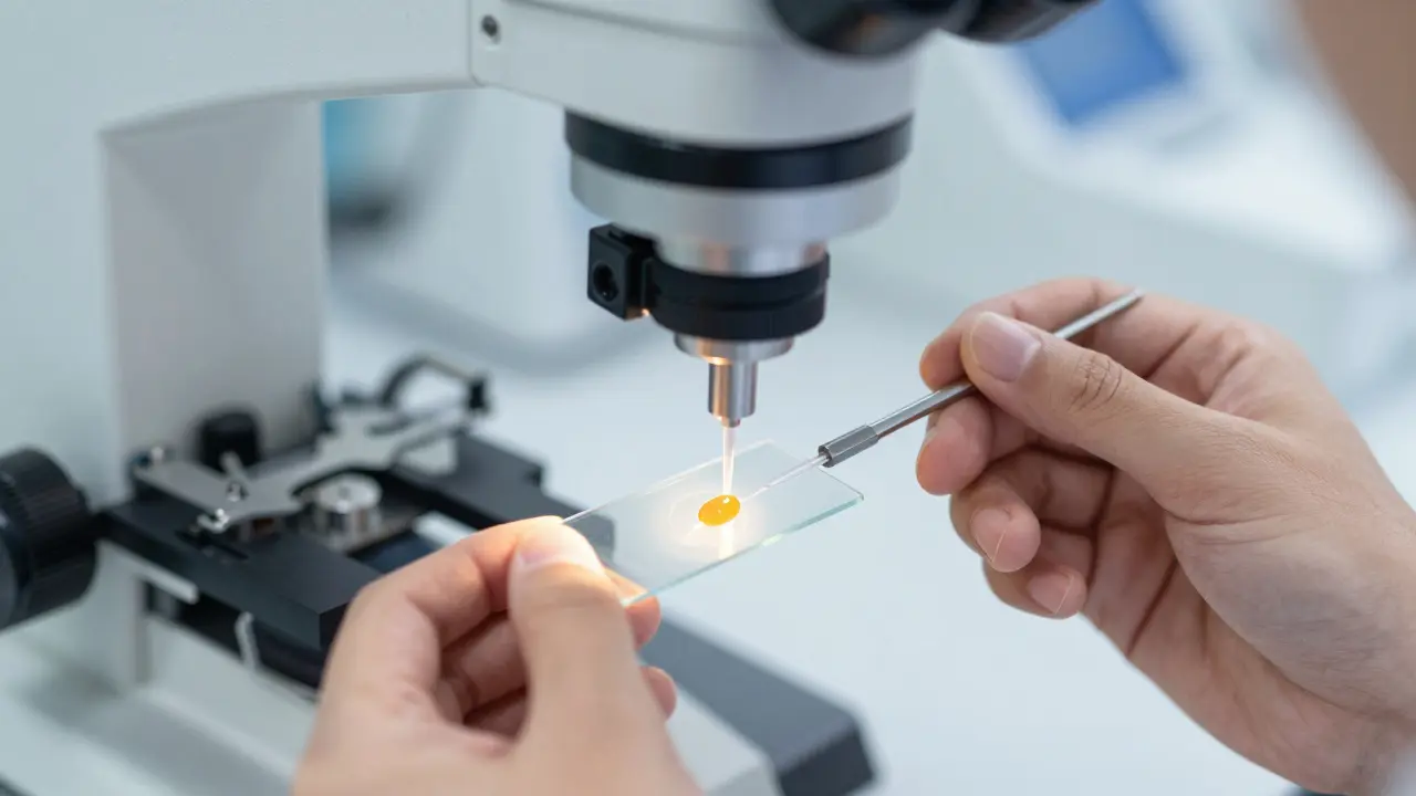 Embryolog provádí injekci spermie do vajíčka metodou ICSI