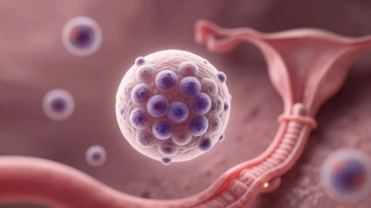 Embryo se dělí při cestě vejcovodem do dělohy