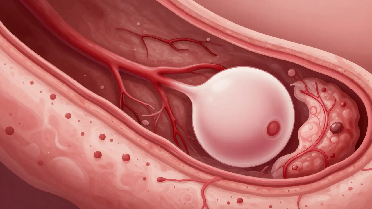 Implantace embrya do sliznice dělohy s viditelnými cévami
