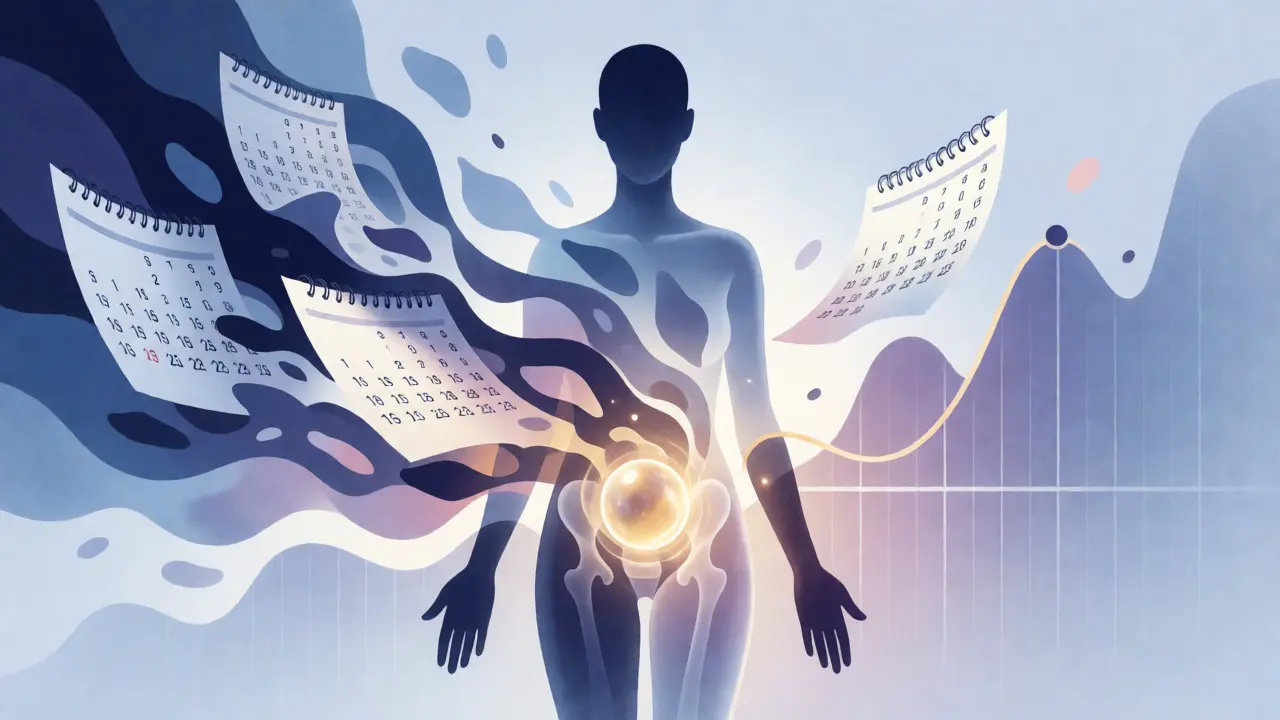 Konceptuální ilustrace nepředvídatelnosti ovulace